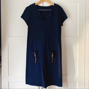 Massimo Dutti Preppy Navy Dress with front pockets